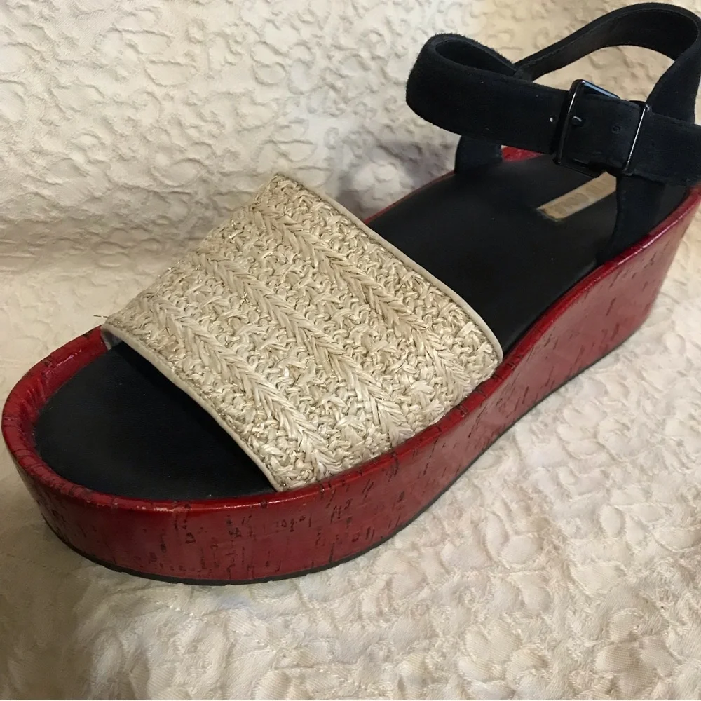 Kenneth Cole Danton platform shoes red/black straps size 9M - Picture 13 of 16